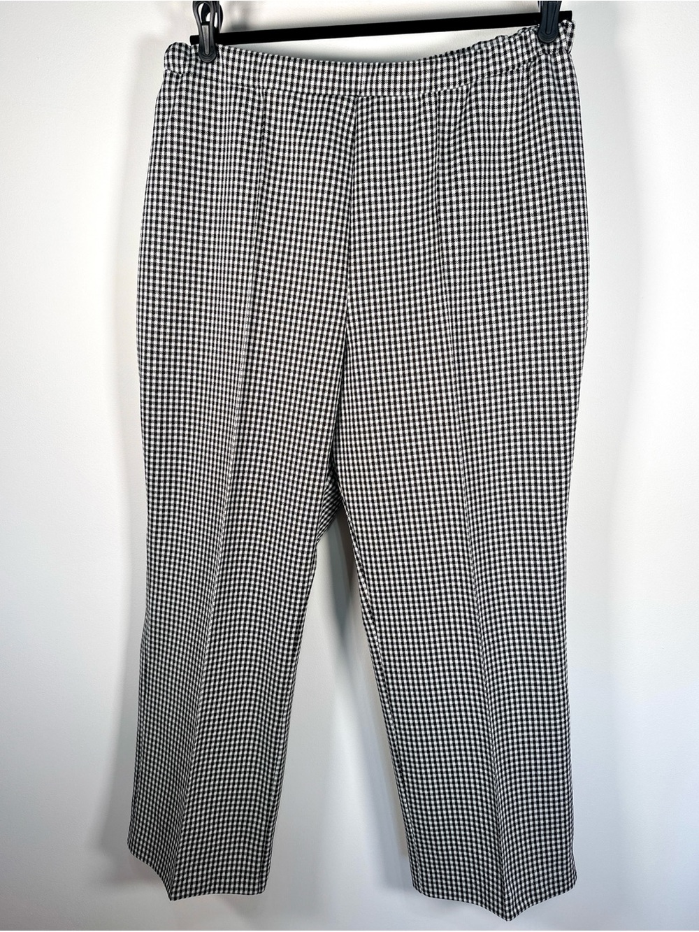 Vintage 1970s Brown Black Ivory Gingham Check Flare Pants Plus Size 18